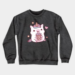 Cute Chubby Unicorn Love Boba Milk Tea Crewneck Sweatshirt